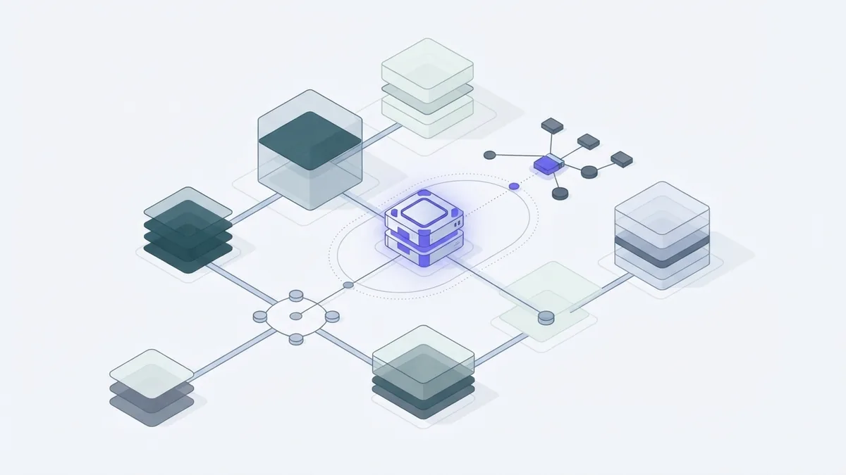 AI tools in a data science workflow Abstract AI workflow with secure containers and connected data stages