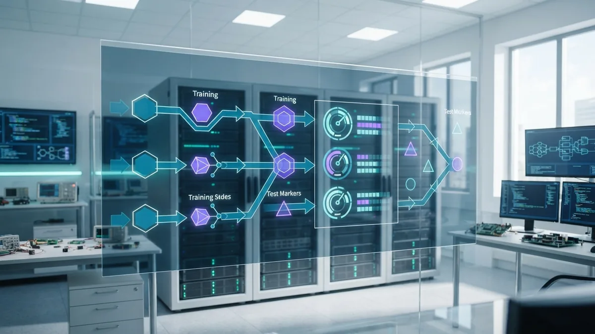 AI model training and evaluation process with data and performance checks