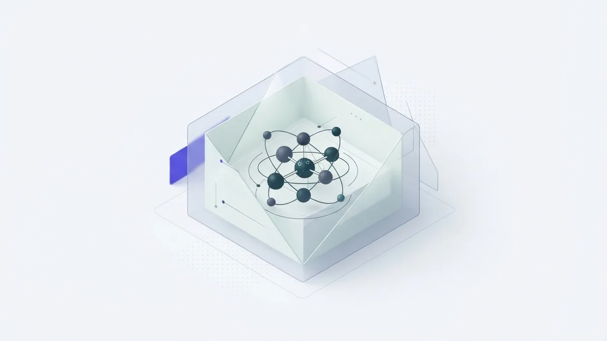 Abstract connected nodes held within layered shapes that suggest safe AI controls