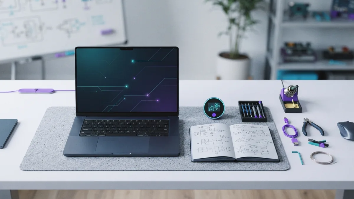 Organized technical desk showing careful API settings and model testing preparation