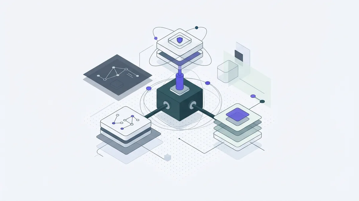 Abstract connected modules representing varied AI prompt outputs