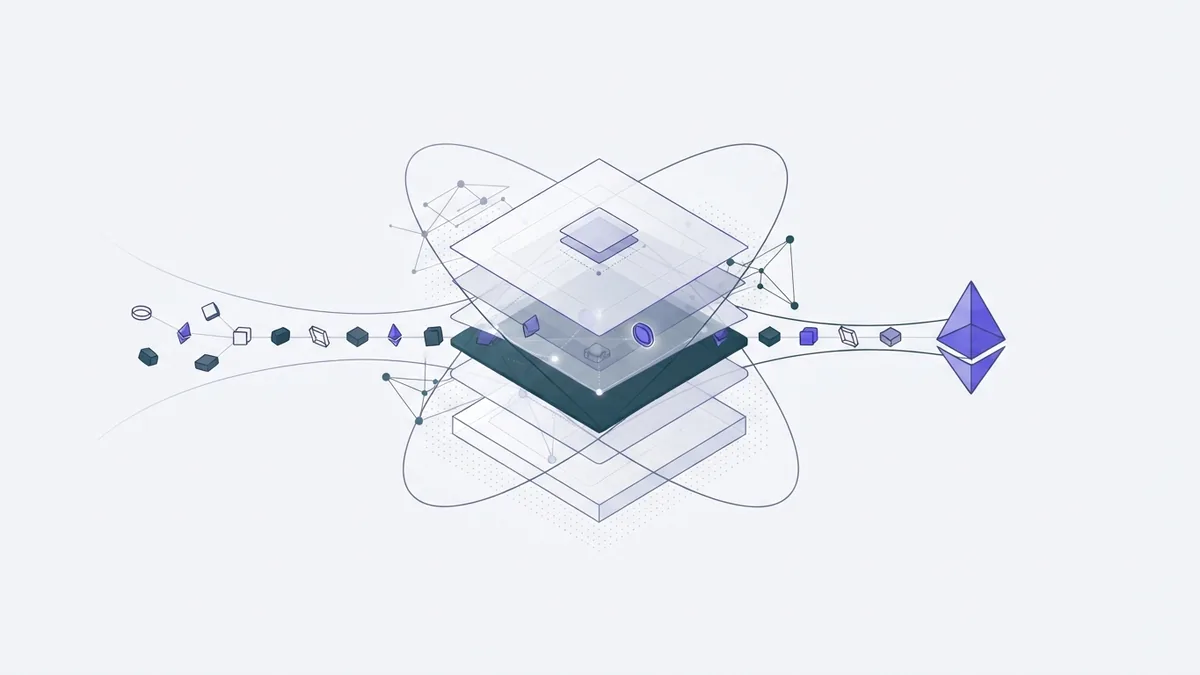 How a language model processes input Abstract flow of token-like shapes through layered AI model forms