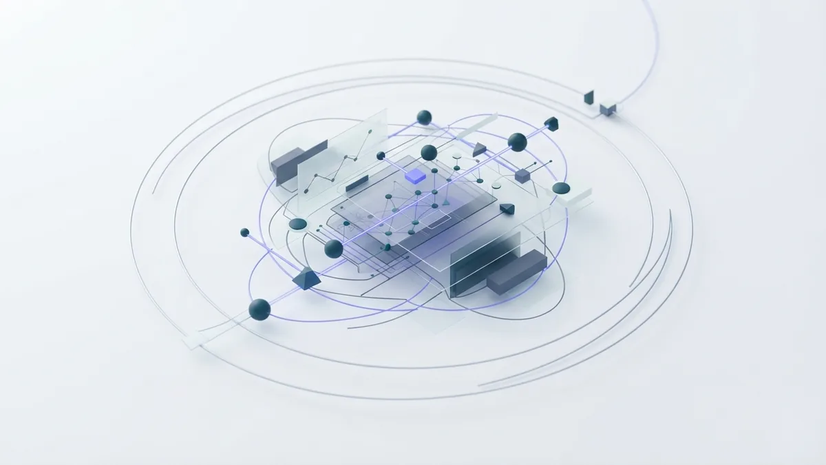 Abstract geometric map showing the relationship between AI and machine learning