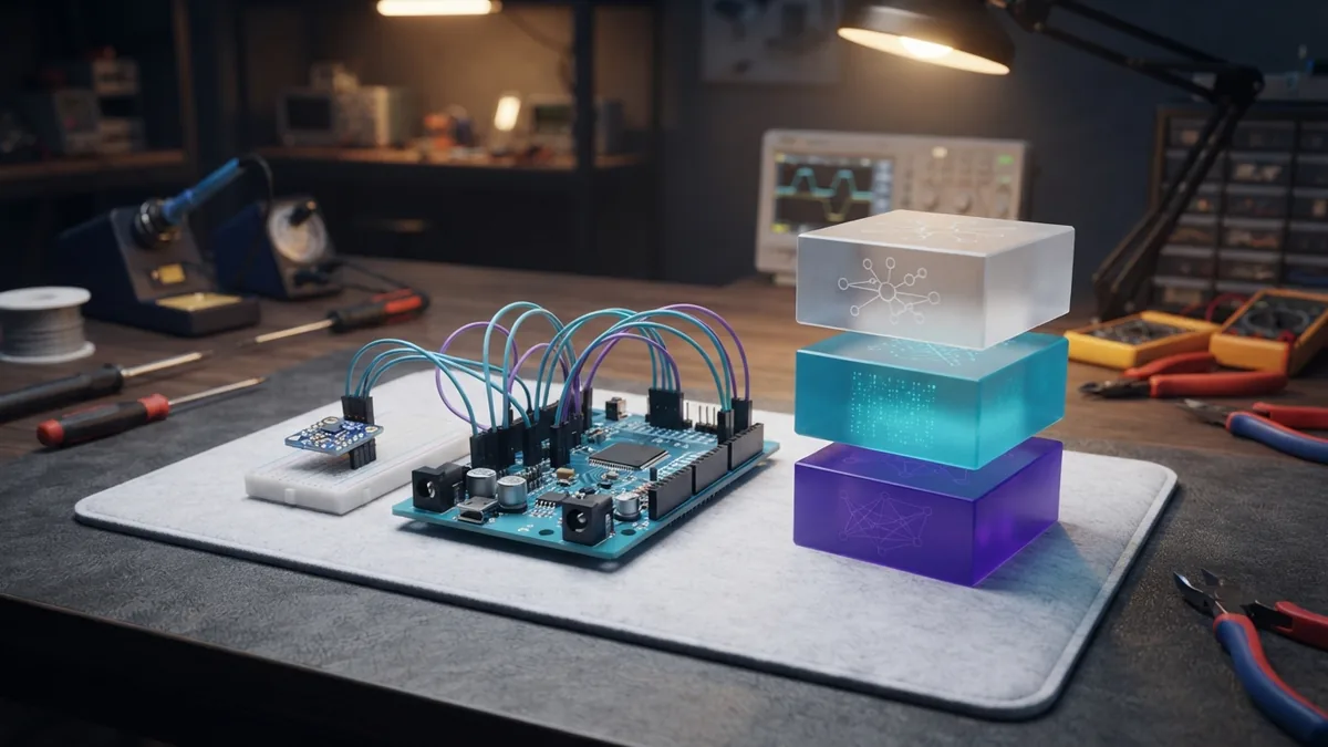 Python development tools represented by a circuit board and data model components