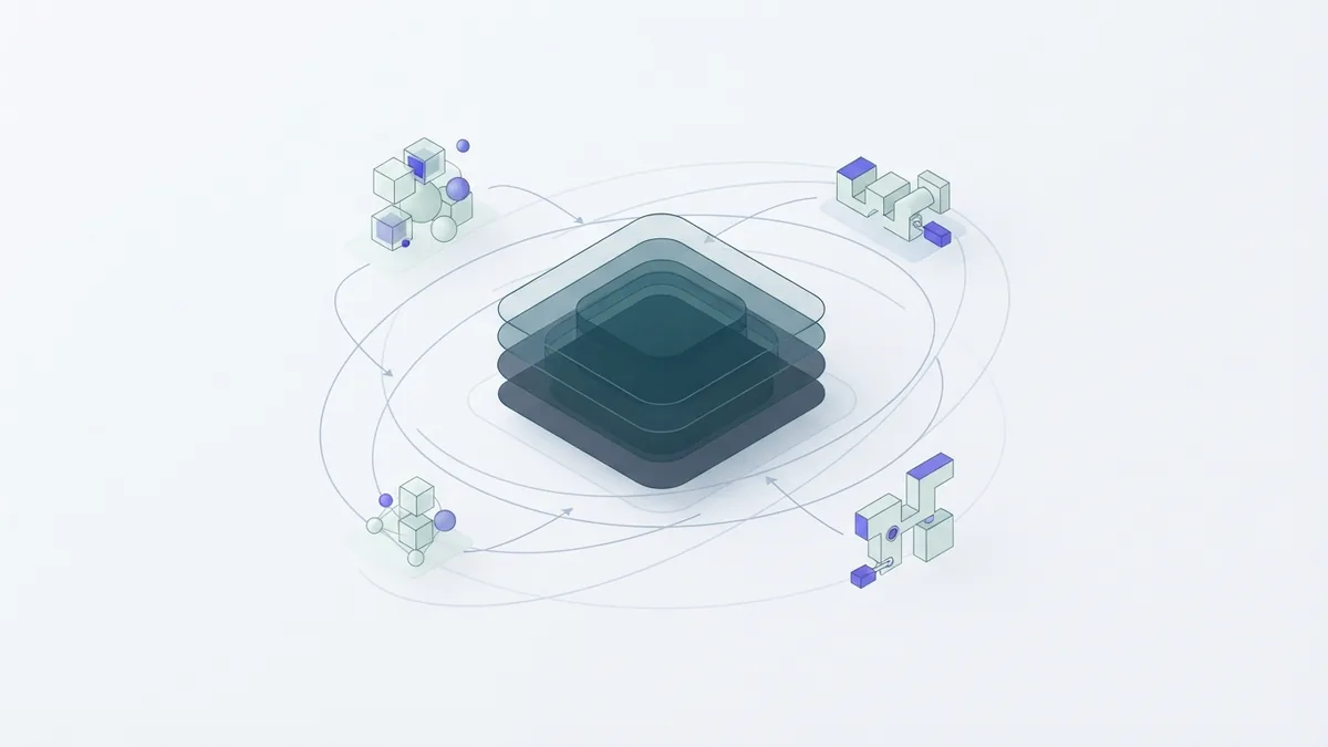 Core parts of an AI agent system Abstract model layer connected to memory and tool forms in an AI system
