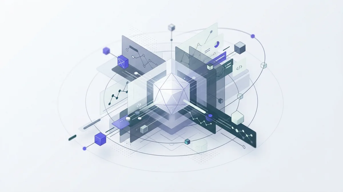 The future of AI data centers Abstract network of expanding AI data center nodes and model layers