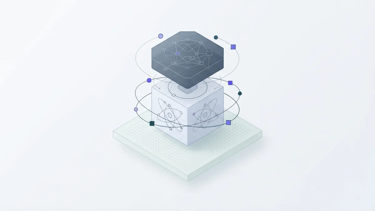 Testing structure for AI reliability Abstract AI testing structure with balanced node graphs and translucent geometric layers